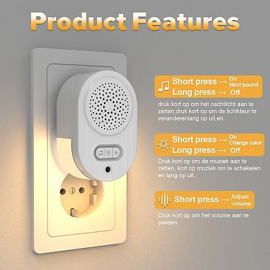 Plug-in RGB Night Light White Noise Machine, 8 Color Sleep Lamp Sound Machine for Bedroom