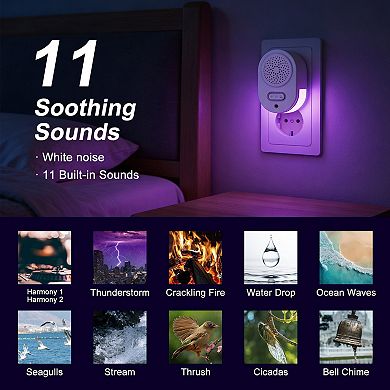 Plug-in RGB Night Light White Noise Machine, 8 Color Sleep Lamp Sound Machine for Bedroom