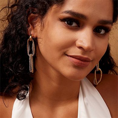 Double Ring Tassel Earrings - 18K Gold Plated Chain Dangles,Copper Material & Stainless Steel Posts