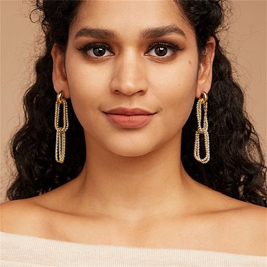 Double Ring Tassel Earrings - 18K Gold Plated Chain Dangles,Copper Material & Stainless Steel Posts