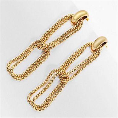 Double Ring Tassel Earrings - 18K Gold Plated Chain Dangles,Copper Material & Stainless Steel Posts