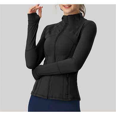 Spring Jacket - Slim Fit Athletic Zip-Up, Yoga Workout Top, Soft Stretch for Women