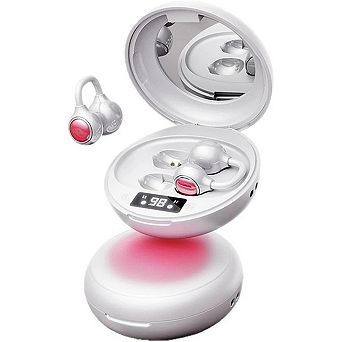 Open Ear Wireless Earbuds Bluetooth, Clip-On, Mini Mirror Charging Case, LED Display, Lightweight