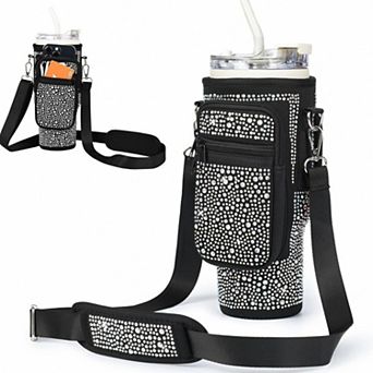 Bling Diamond Water Bottle Carrier Bag with Phone Pocket for Stanley 40/30 oz Tumbler