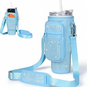 Bling Diamond Water Bottle Carrier Bag with Phone Pocket for Stanley 40/30 oz Tumbler