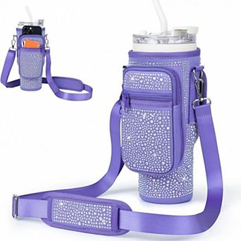 Bling Diamond Water Bottle Carrier Bag with Phone Pocket for Stanley 40/30 oz Tumbler
