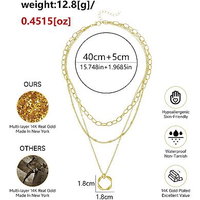 Gold Necklace for Women 14k Gold Chain Necklaces,Dainty Layered Necklaces Simple Stackable