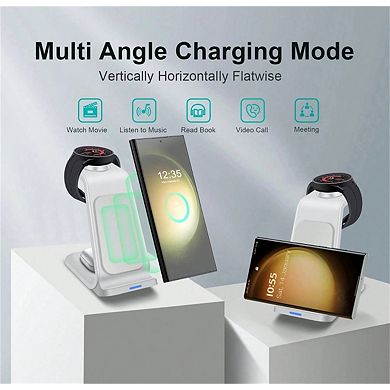 3-in-1 Wireless Charging Stand - Fast Charger for Samsung Galaxy/Watch/Buds, Desktop Station