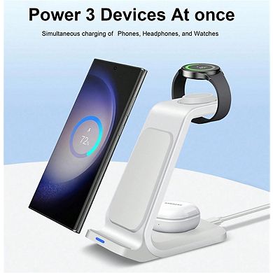3-in-1 Wireless Charging Stand - Fast Charger for Samsung Galaxy/Watch/Buds, Desktop Station