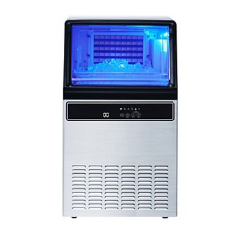 Stainless Steel Freestanding Commercial Ice Maker Machine with LED Display & Self-Cleaning