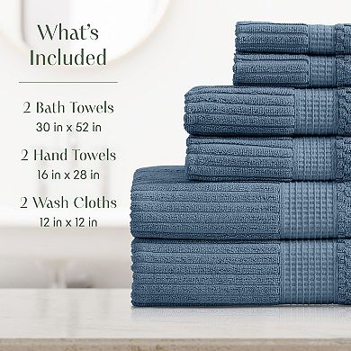 Springtree Home 100% Cotton Ribbed Bath Towel Set Krista Collection