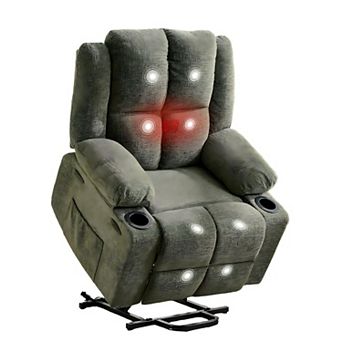 Power Lift Recliner with Heat and Massage - Adjustable Lay Flat Chair with Standing Assistance