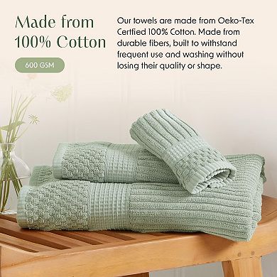 Springtree Home 100% Cotton Ribbed Bath Towel Set Krista Collection
