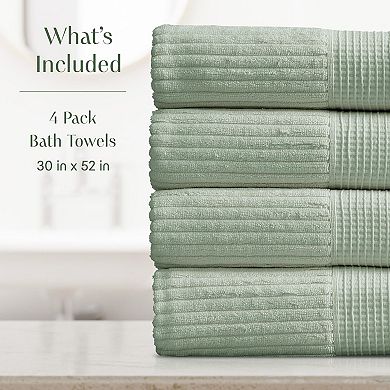Springtree Home 100% Cotton Ribbed Bath Towel Set Krista Collection