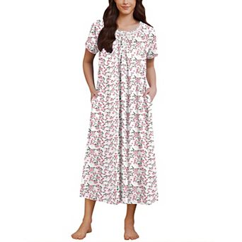Ekouaer Womens Nightgown Short Sleeve House Dress with Pockets Soft Sleepshirts