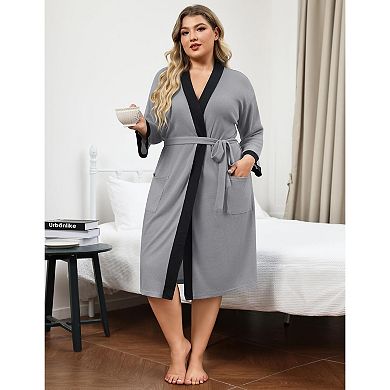 Ekouaer Robe for Women Waffle Knit Bathrobe Short Lightweight Kimono Robes Maternity Robe
