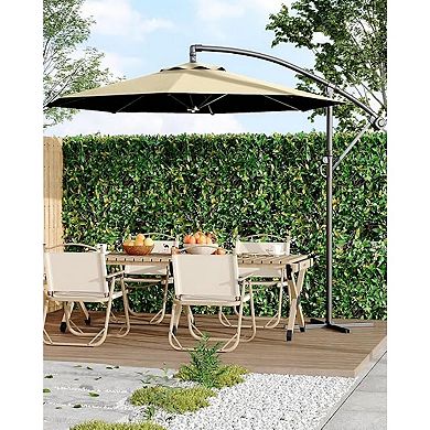 10 Ft Outdoor Offset Umbrella with Cross Base, Fade Resistant Canopy Large Patio Umbrella