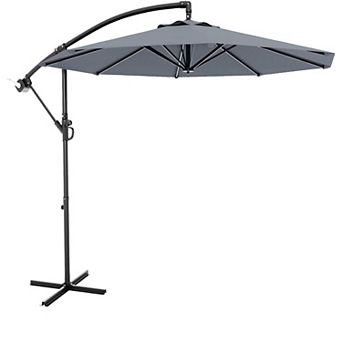 10 Ft Outdoor Offset Umbrella with Cross Base, Fade Resistant Canopy Large Patio Umbrella