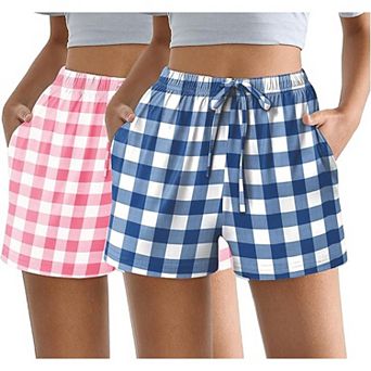Ekouaer 2 Pack Housewear Casual Pants Pajama Lounge Shorts Loungewear
