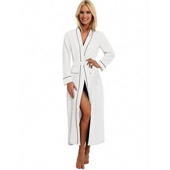 Ekouaer Robes for Women Knit Waffle Bathrobe Full Length Kimono Casual Ladies Loungewear