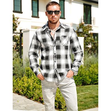 COOFANDY Men' Untucked Shirts Long Sleeve Plaid Flannel Shirt Lightweight Fall