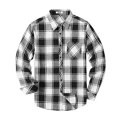 COOFANDY Men' Untucked Shirts Long Sleeve Plaid Flannel Shirt Lightweight Fall