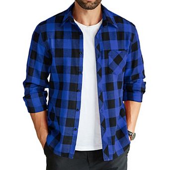 COOFANDY Men' Untucked Shirts Long Sleeve Plaid Flannel Shirt Lightweight Fall