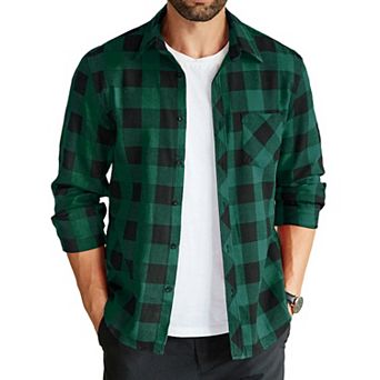 COOFANDY Men' Untucked Shirts Long Sleeve Plaid Flannel Shirt Lightweight Fall