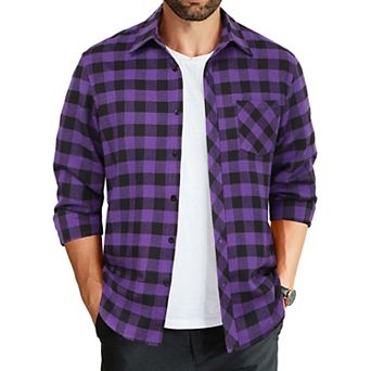 COOFANDY Men' Untucked Shirts Long Sleeve Plaid Flannel Shirt Lightweight Fall