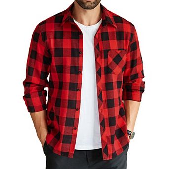 COOFANDY Men' Untucked Shirts Long Sleeve Plaid Flannel Shirt Lightweight Fall