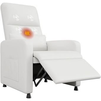 Power Recliner Chair with Massage, Heat and Lumbar Support - PU Leather and Side Pockets
