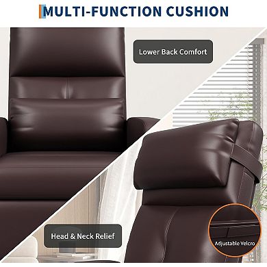 Power Recliner Chair with Massage - Compact Electric PU Leather Recliner with USB Port
