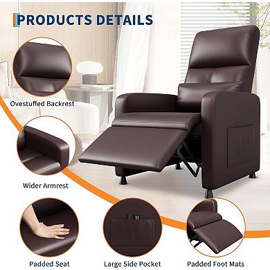 Power Recliner Chair with Massage - Compact Electric PU Leather Recliner with USB Port