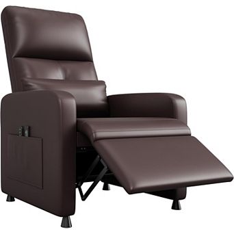 Power Recliner Chair with Massage - Compact Electric PU Leather Recliner with USB Port