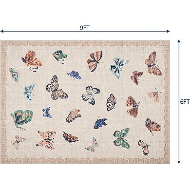 Butterfly Area Rug, No Slip Washable, Modern Butterfly Pattern Area Rug