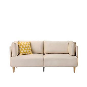 Upholstered Loveseat with Extra Deep Seats and Removable Armrest Pillows - Velvet Sofa