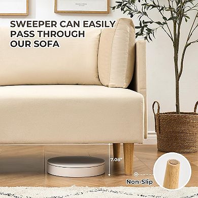 Upholstered Loveseat with Extra Deep Seats and Removable Armrest Pillows - Velvet Sofa