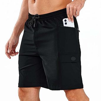 Seoria Mens Quick Dry Drawstring Shorts with Zipper Pockets for Outdoor Activities