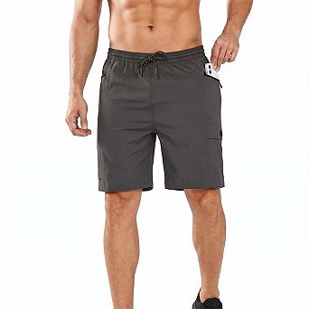 Seoria Mens Quick Dry Drawstring Shorts with Zipper Pockets for Outdoor Activities