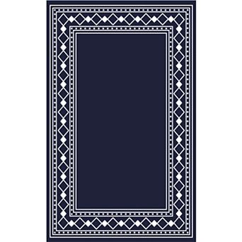 Diamond Border Outdoor Rug Patio Waterproof, Modern Geometric Outdoor Plastic Straw Rug