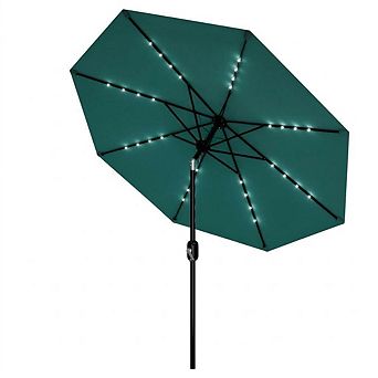 9FT Patio Market Umbrella w/ 32 Solar Powered LED Lights & 8 Ribs, Parasol for Garden Pool Backyard