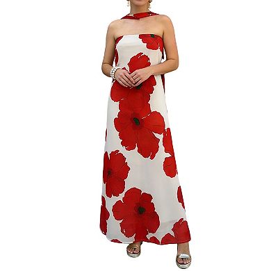 Lightweight Floral Halter Maxi Dress with Open Back Adjustable Tie-Back Resort Beach Staple