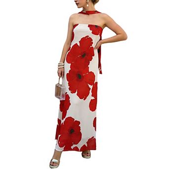 Lightweight Floral Halter Maxi Dress with Open Back Adjustable Tie-Back Resort Beach Staple