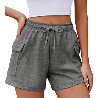 Pinspark Women's Soft Athletic Sweat Shorts Summer Casual Lounge Shorts with Cargo Pockets