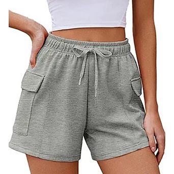 Pinspark Women's Soft Athletic Sweat Shorts Summer Casual Lounge Shorts with Cargo Pockets