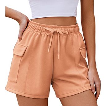 Pinspark Women's Soft Athletic Sweat Shorts Summer Casual Lounge Shorts with Cargo Pockets