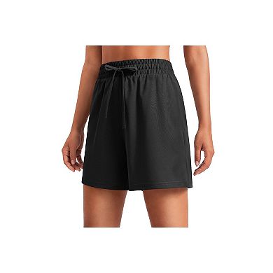 Pinspark Women's Lightweight High Rise Running Shorts Quick Dry Gym Shorts with Drawstring & Pockets