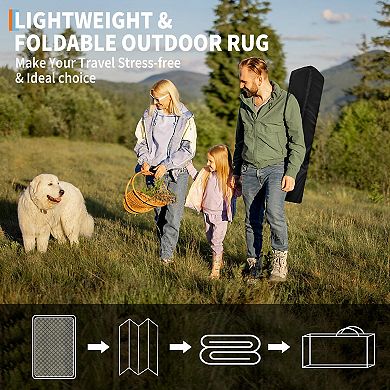 Reversible Outdoor Rug Waterproof Plastic Patio Rug with UV Resistant Foldable Carpet