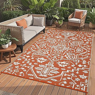 Reversible Outdoor Rug Waterproof Plastic Patio Rug with UV Resistant Foldable Carpet