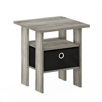 Furinno 15.51" x 15.5" x 17.52" Wood Nightstand Bedside Table with Drawer & Shelf